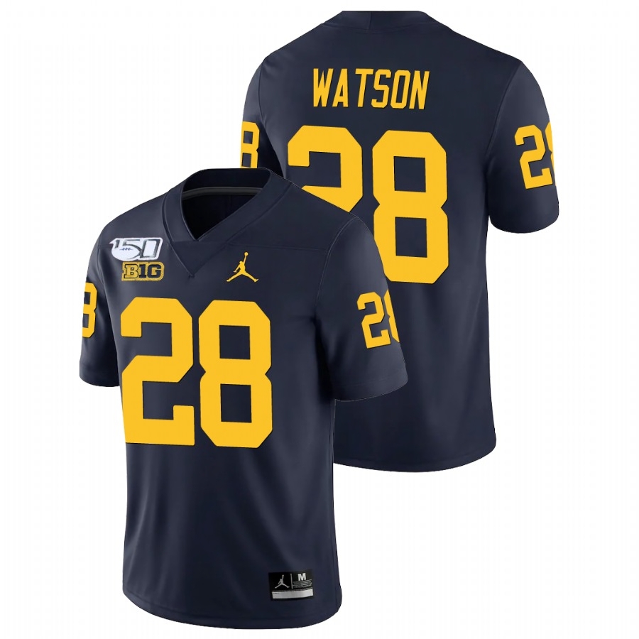 Michigan Wolverines Men's NCAA Brandon Watson #28 Navy Alumni Player Game College Football Jersey LPF0649UI